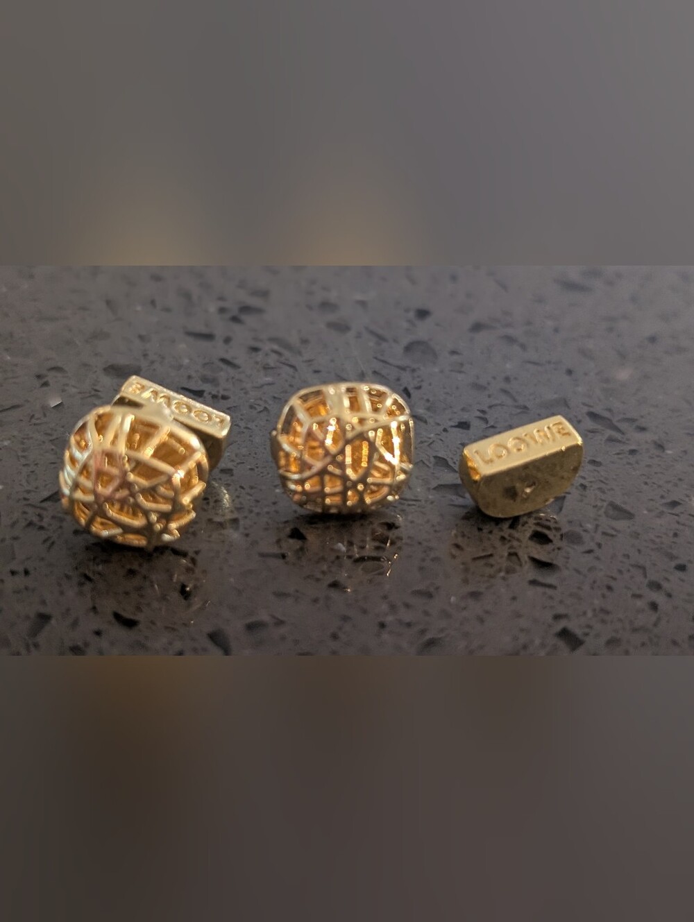 Fashion Jewelry Gold-Tone Logo Cufflinks Designer Style Motif Inspired Luxury - Picture 13 of 14
